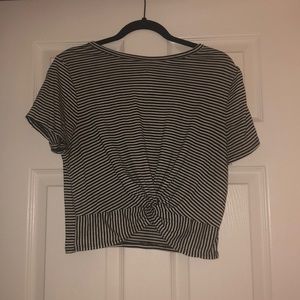 Black and White Striped Crop Top